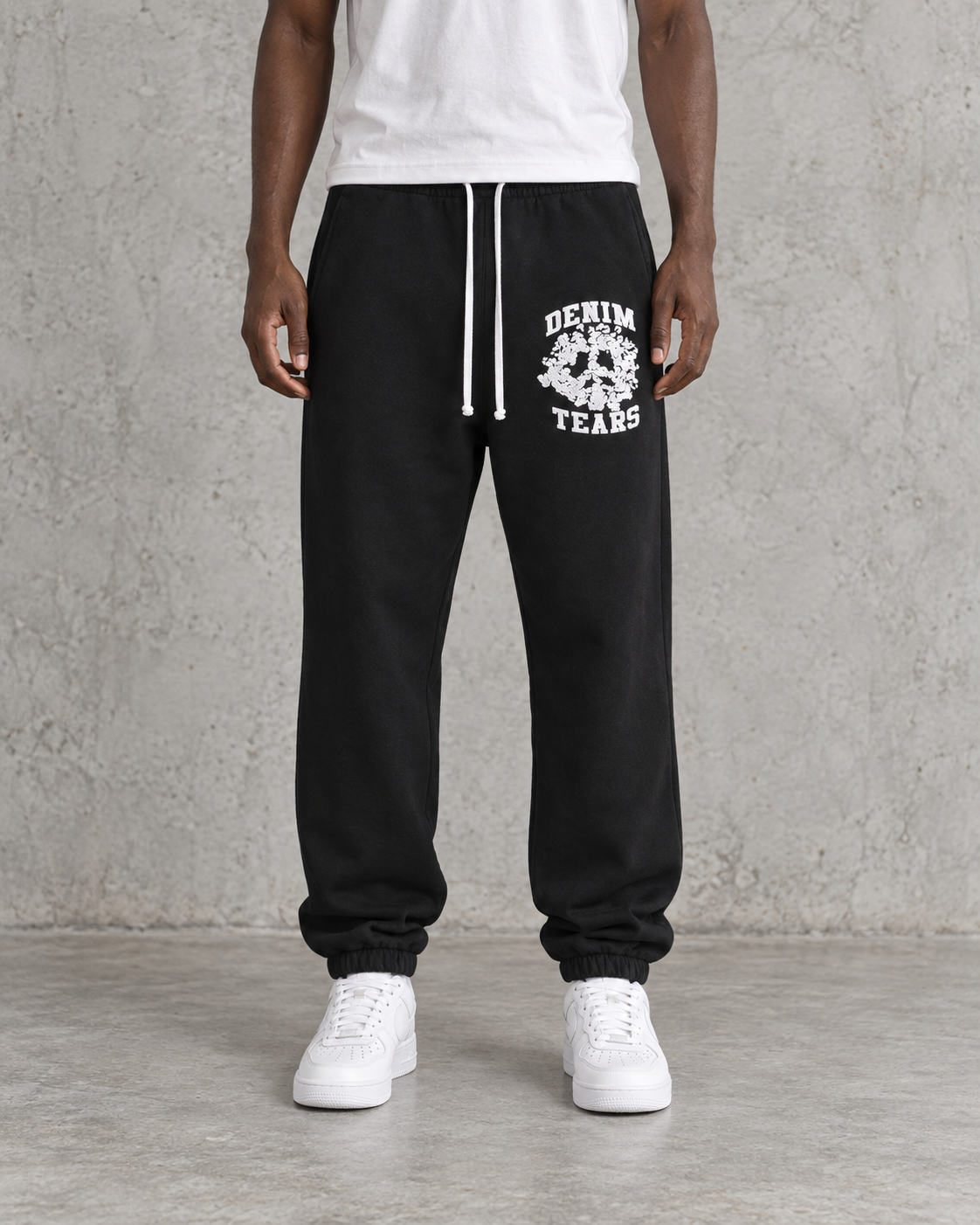 Denim Tears University Joggers - Black front view