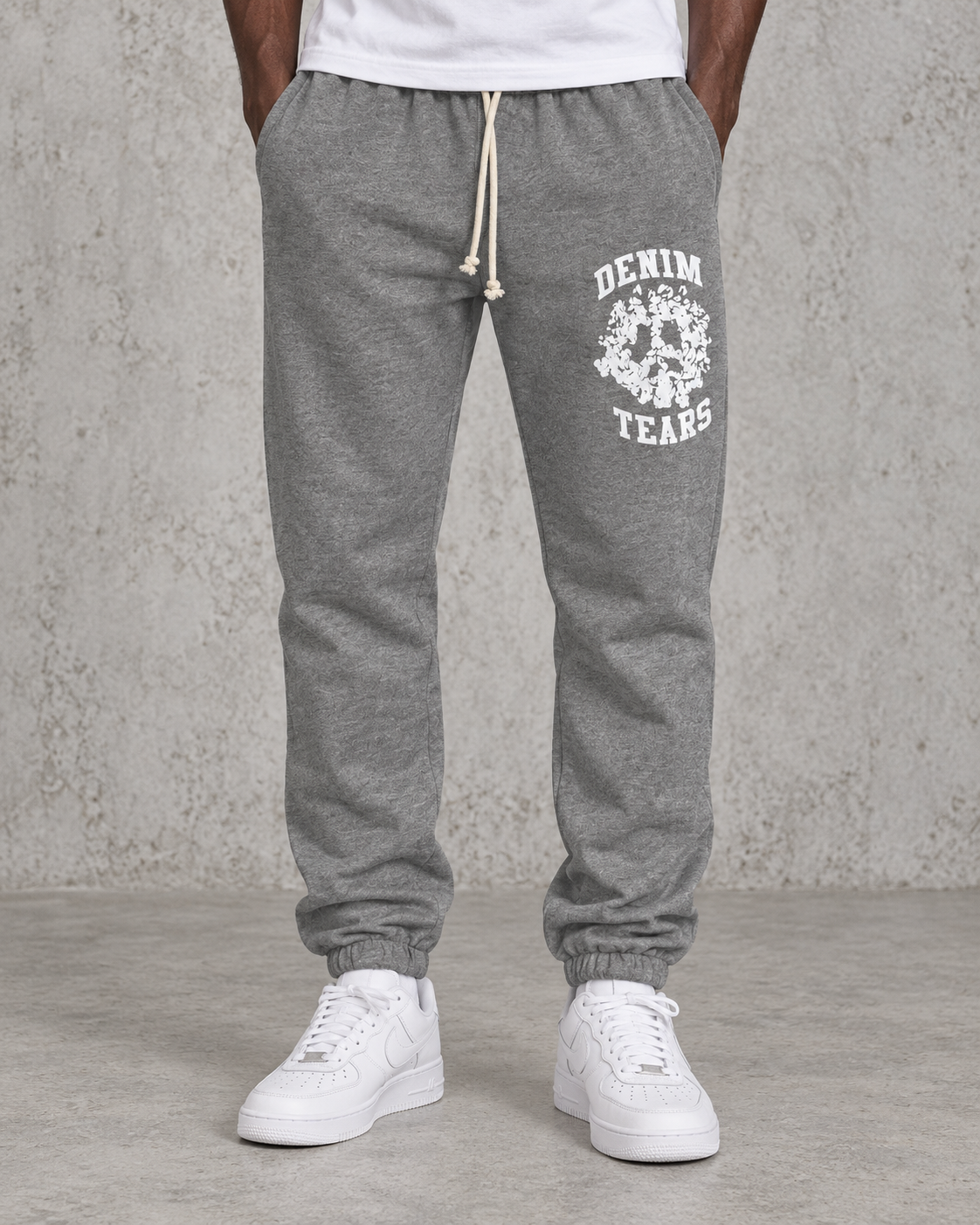 Denim Tears University Joggers - Grey front view