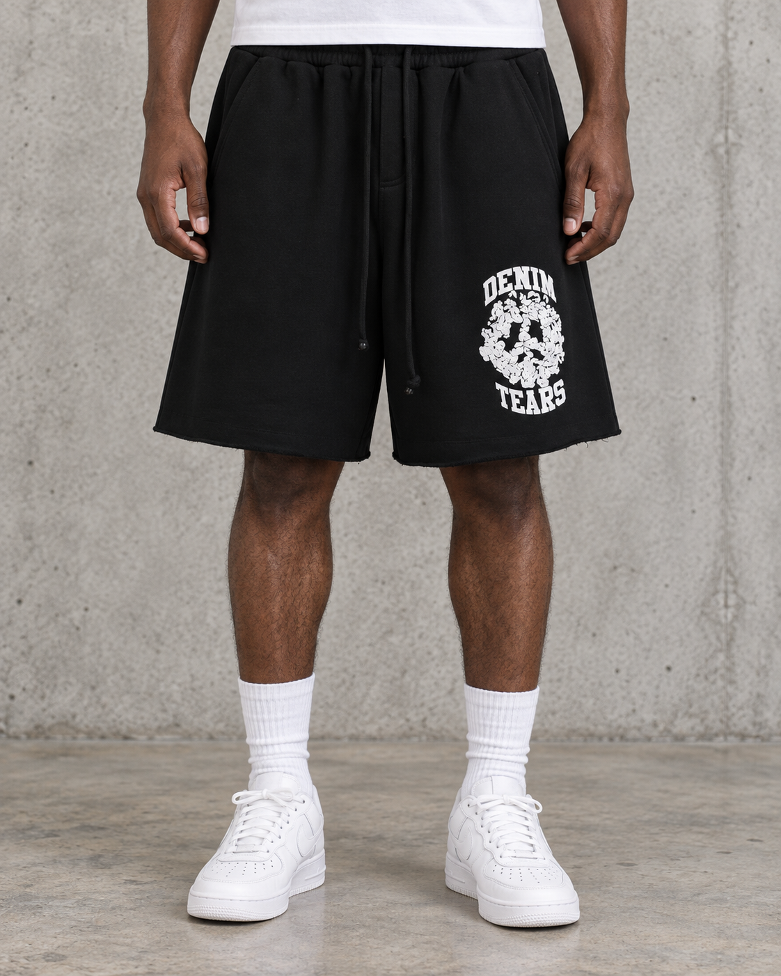 Denim Tears University Shorts - Black front view