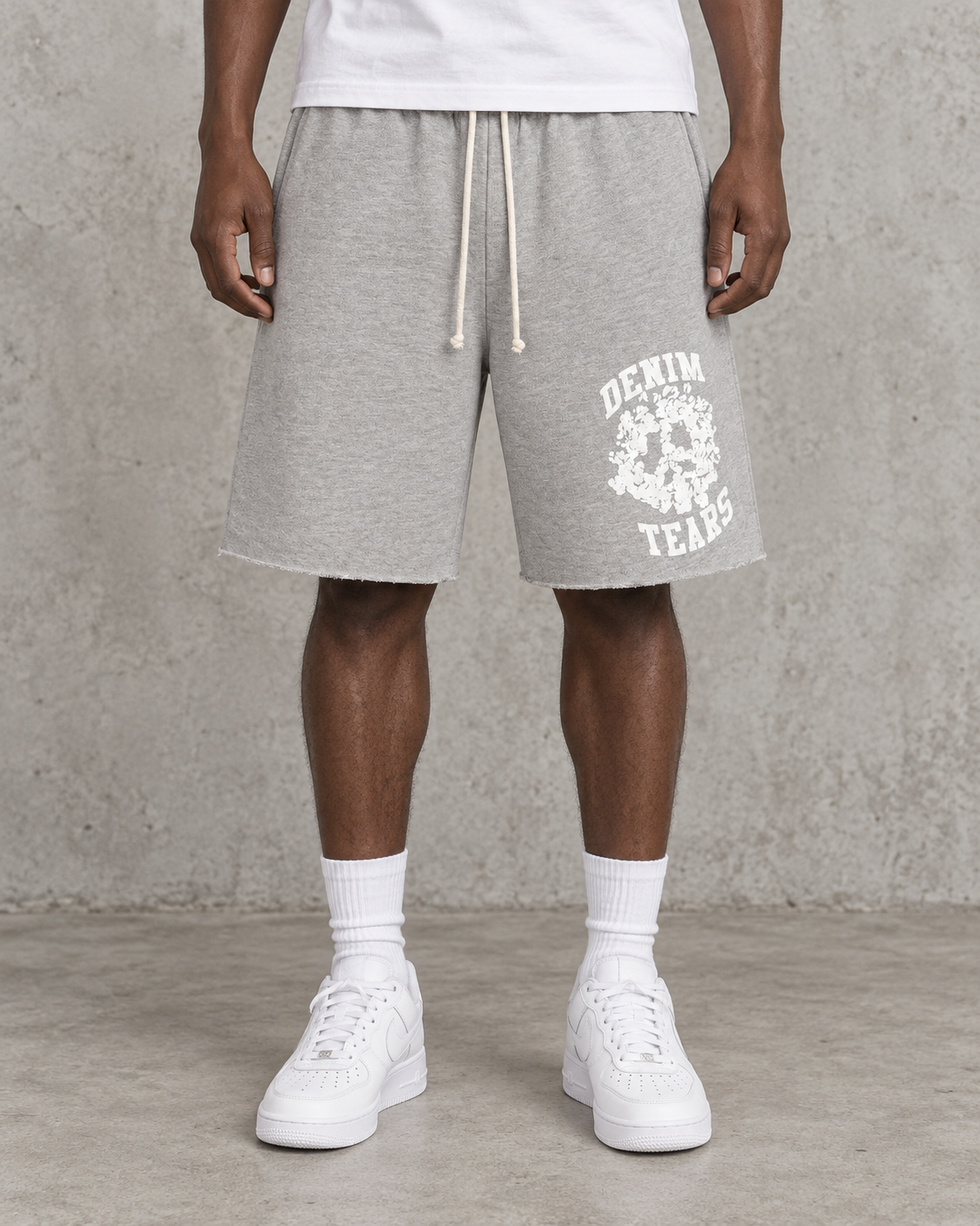 Denim Tears University Shorts - Grey front view