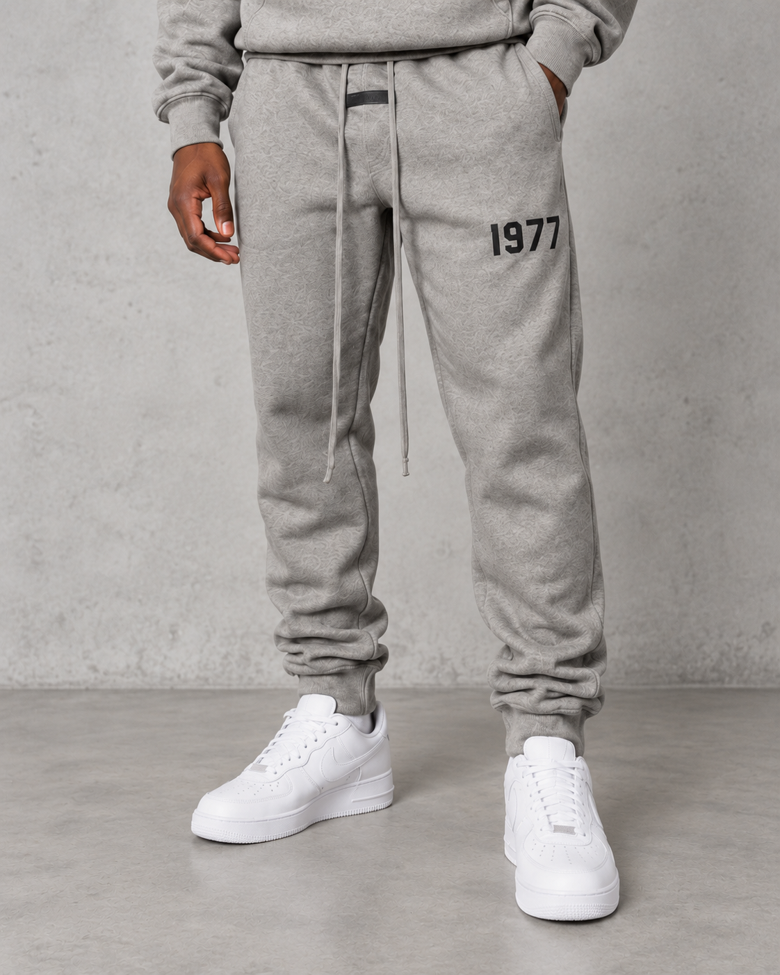 Fear of God Essentials 1977 cuffed joggers in dark oats, sold separately