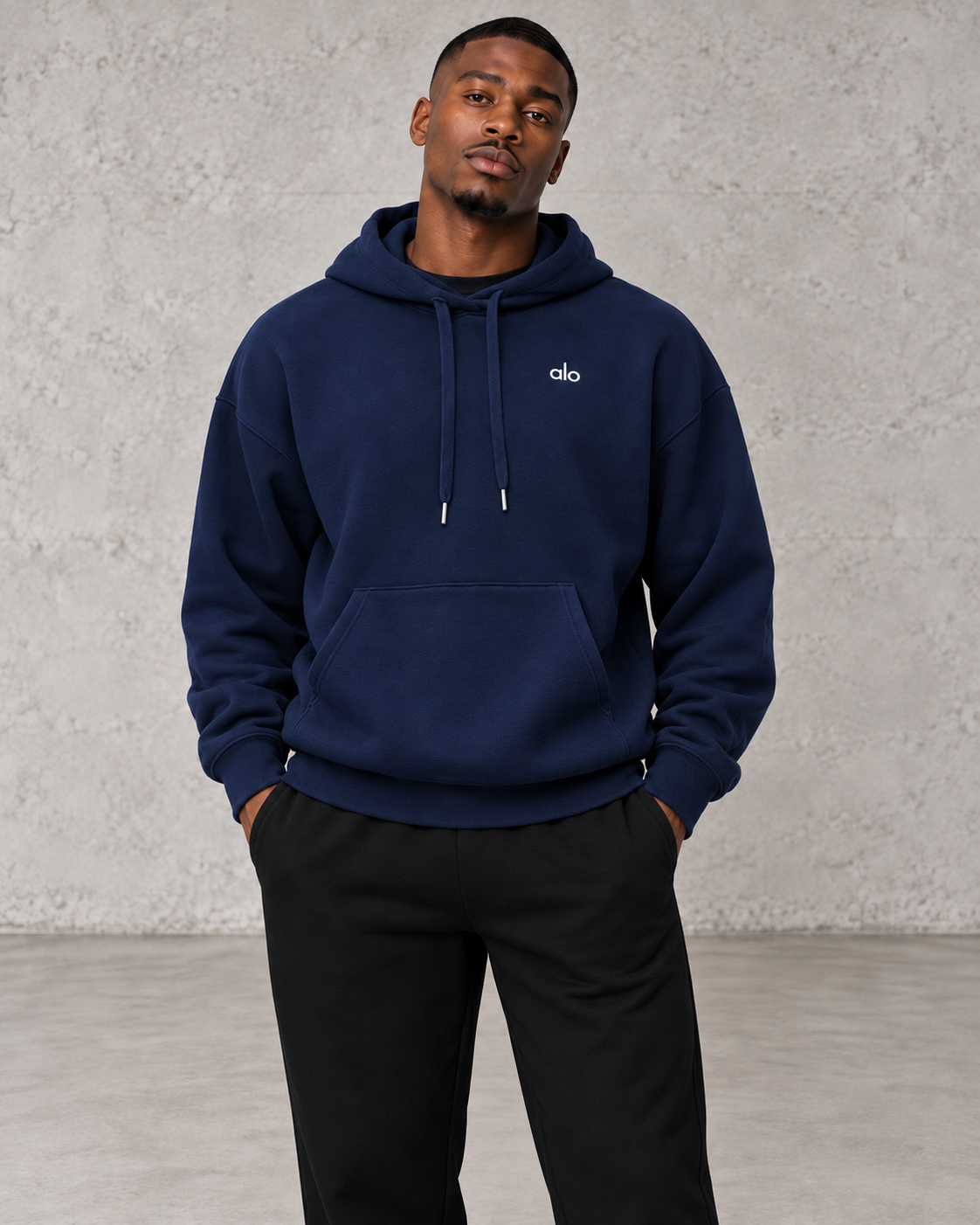Alo Yoga navy Accolade hoodie – Grind & Garms model