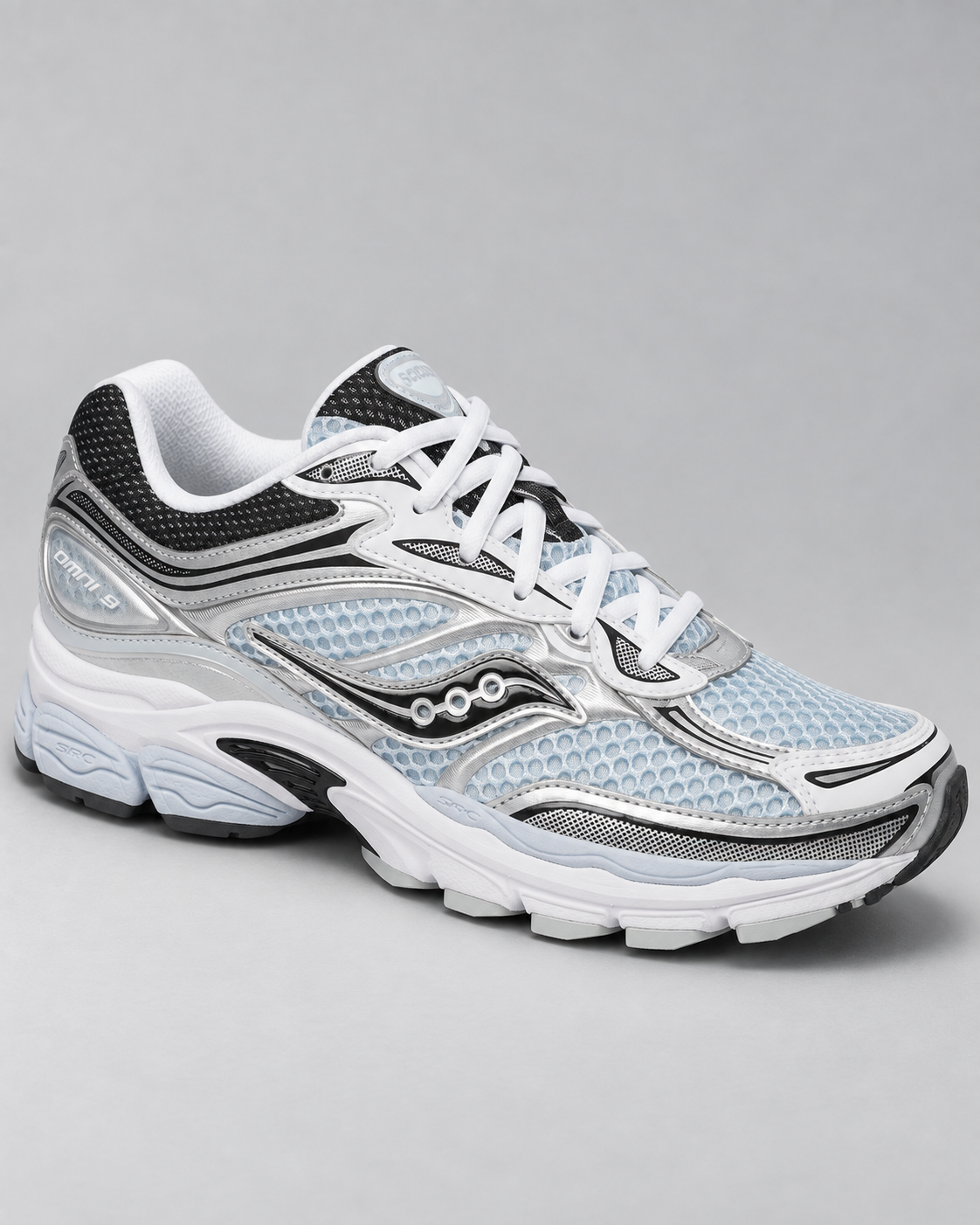 Saucony ProGrid Omni 9 - Sky Blue/White — studio product photo